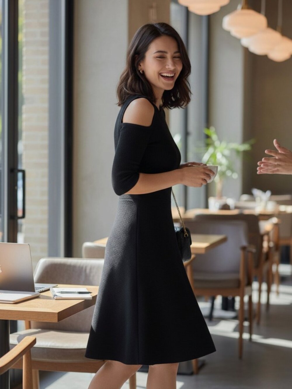 Black Knit Fit and Flare Dress